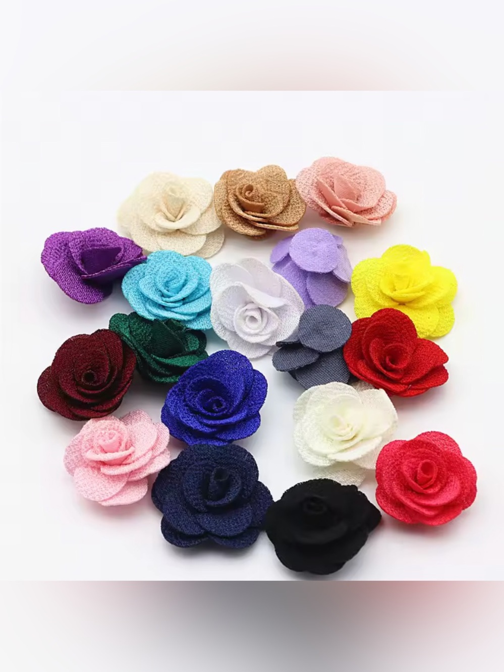 Handmade Red Flower Linen Craft Embellishments DIY Hair Clip Buds 10pc New - Picture 4 of 9